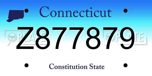 Z877879 Connecticut License Plate
