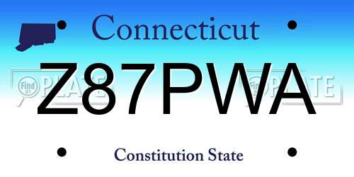 Z87PWA Connecticut License Plate