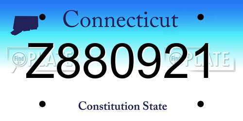 Z880921 Connecticut License Plate