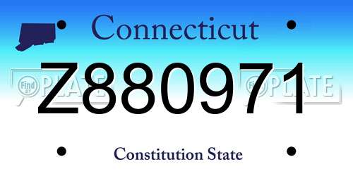 Z880971 Connecticut License Plate
