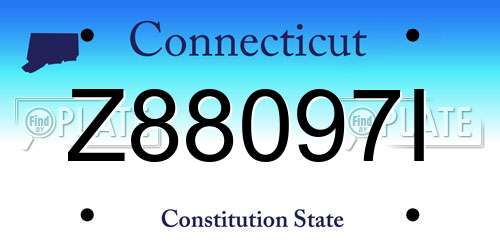 Z88097I Connecticut License Plate