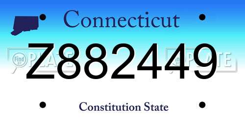 Z882449 Connecticut License Plate