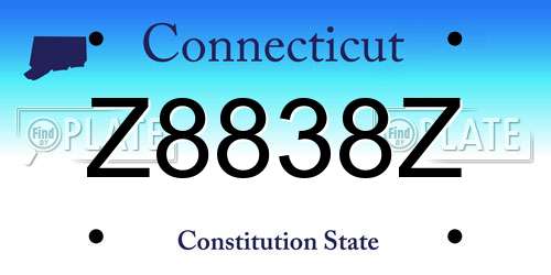 Z8838Z Connecticut License Plate
