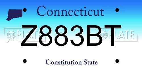 Z883BT Connecticut License Plate