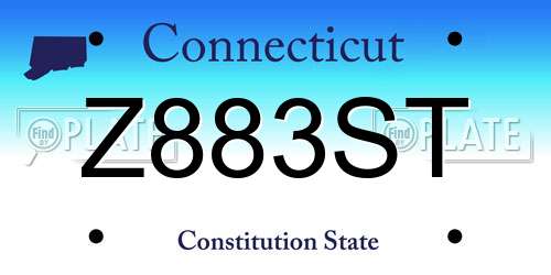 Z883ST Connecticut License Plate
