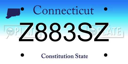 Z883SZ Connecticut License Plate