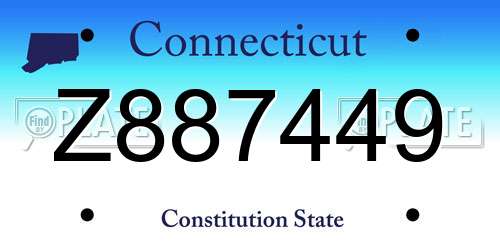 Z887449 Connecticut License Plate