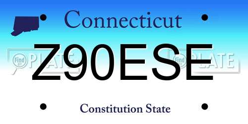 Z90ESE Connecticut License Plate