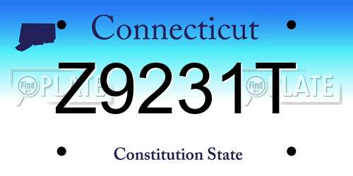 Z9231T Connecticut License Plate