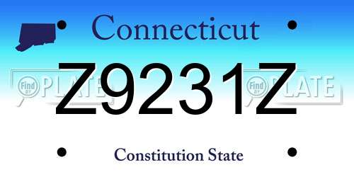 Z9231Z Connecticut License Plate