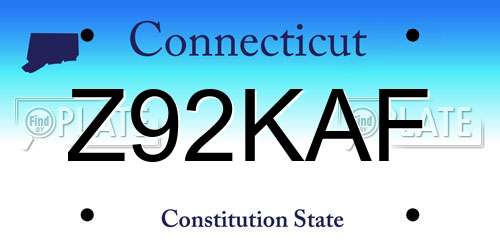 Z92KAF Connecticut License Plate