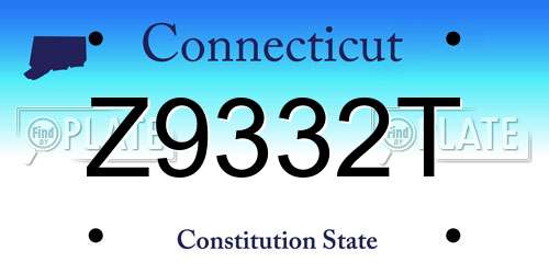 Z9332T Connecticut License Plate