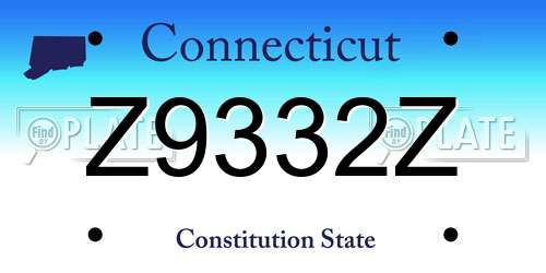 Z9332Z Connecticut License Plate
