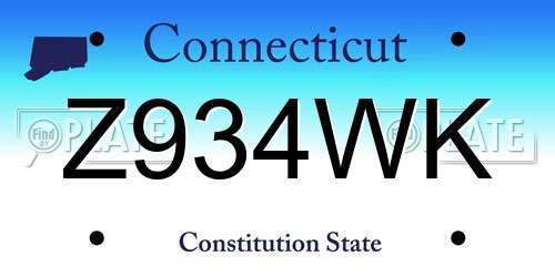 Z934WK Connecticut License Plate
