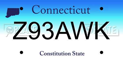 Z93AWK Connecticut License Plate