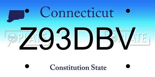 Z93DBV Connecticut License Plate