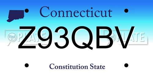 Z93QBV Connecticut License Plate