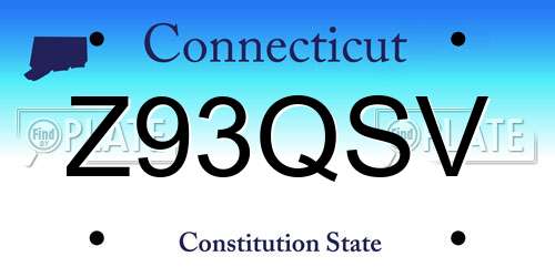 Z93QSV Connecticut License Plate