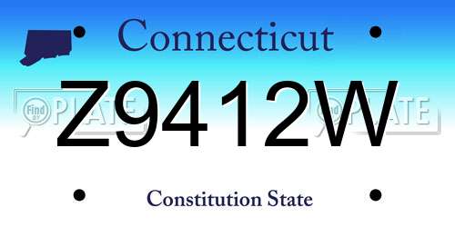Z9412W Connecticut License Plate