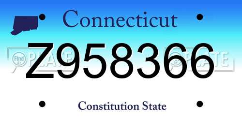 Z958366 Connecticut License Plate