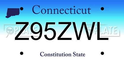 Z95ZWL Connecticut License Plate