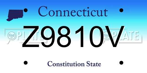 Z9810V Connecticut License Plate