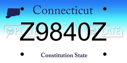Z9840Z Connecticut License Plate