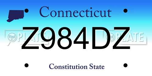 Z984DZ Connecticut License Plate