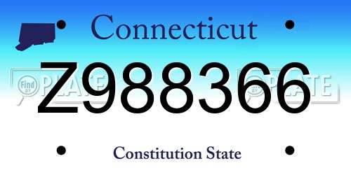Z988366 Connecticut License Plate
