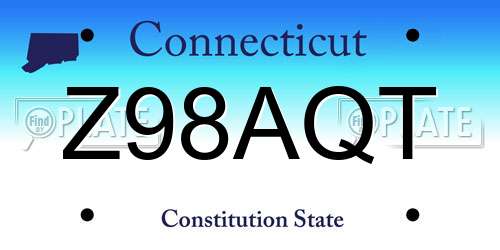 Z98AQT Connecticut License Plate