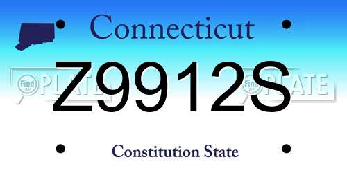 Z9912S Connecticut License Plate