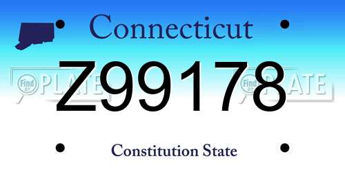 Z99178 Connecticut License Plate