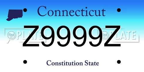 Z9999Z Connecticut License Plate