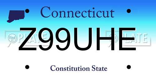 Z99UHE Connecticut License Plate