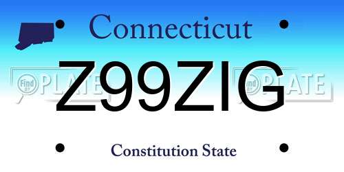Z99ZIG Connecticut License Plate