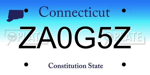 ZA0G5Z Connecticut License Plate