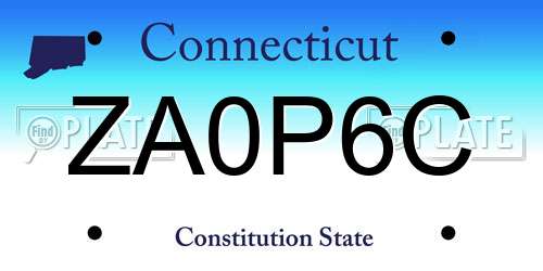 ZA0P6C Connecticut License Plate