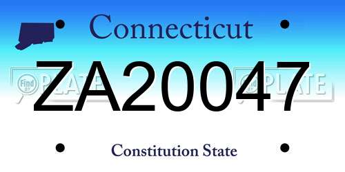 ZA20047 Connecticut License Plate