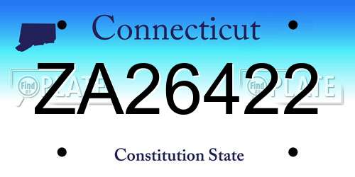ZA26422 Connecticut License Plate