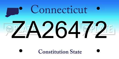 ZA26472 Connecticut License Plate