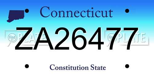 ZA26477 Connecticut License Plate