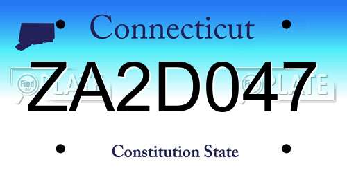 ZA2D047 Connecticut License Plate