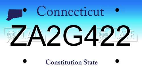 ZA2G422 Connecticut License Plate