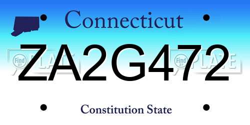 ZA2G472 Connecticut License Plate