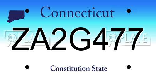 ZA2G477 Connecticut License Plate