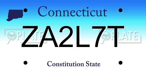 ZA2L7T Connecticut License Plate