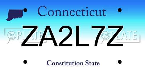 ZA2L7Z Connecticut License Plate