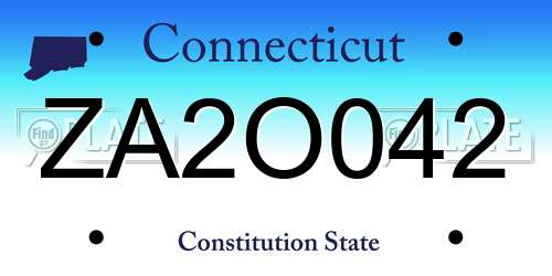 ZA2O042 Connecticut License Plate