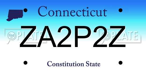 ZA2P2Z Connecticut License Plate