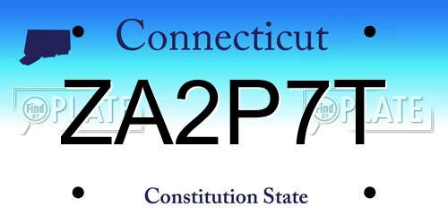 ZA2P7T Connecticut License Plate